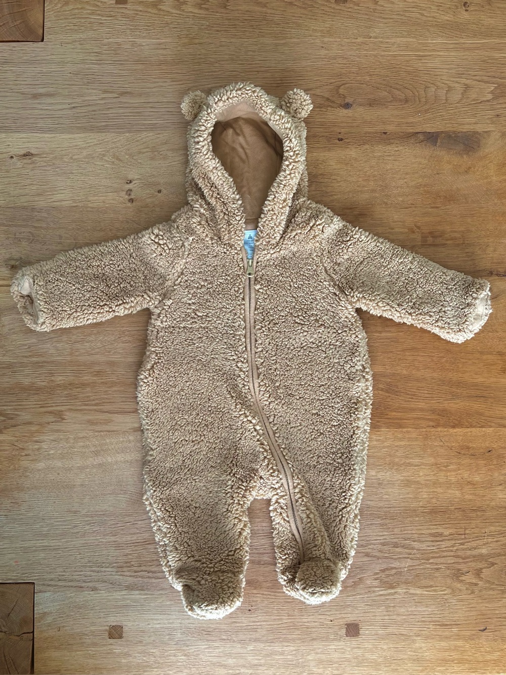 Baby Gap Teddy Bear Sherpa Fleece One-Piece Romper Tan Light Brown 0-3 months